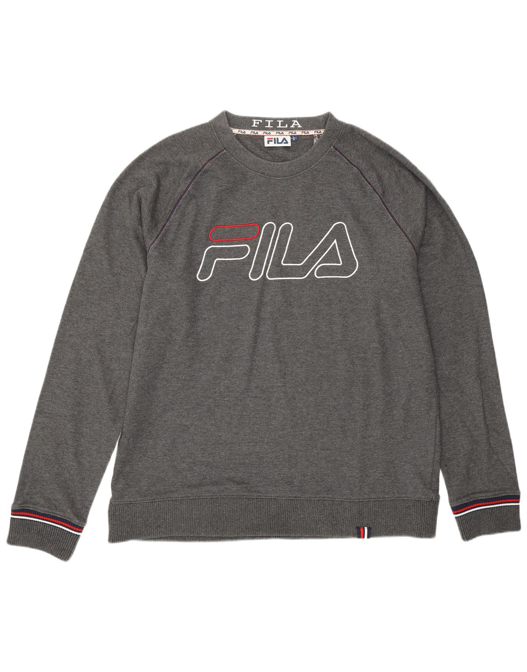 Fila Herre Grafisk Sweatshirt Jumper Stor Grå Bomuld