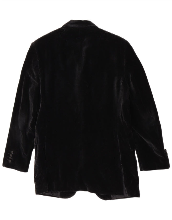 Gino Sartore Herre 3 Button Velvet Blazer Jacket UK 36 Small Black