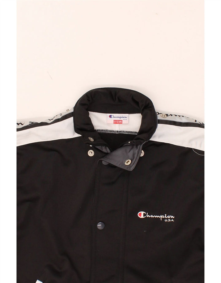 CHAMPION Boys Tracksuit Top Jacket 11-12 Years Black Colourblock Vintage Champion and Second-Hand Champion from Messina Hembry 