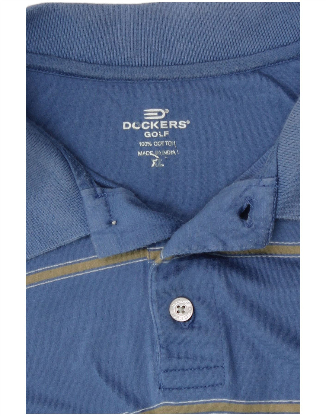 Dockers herre poloshirt XL blå stribet bomuld