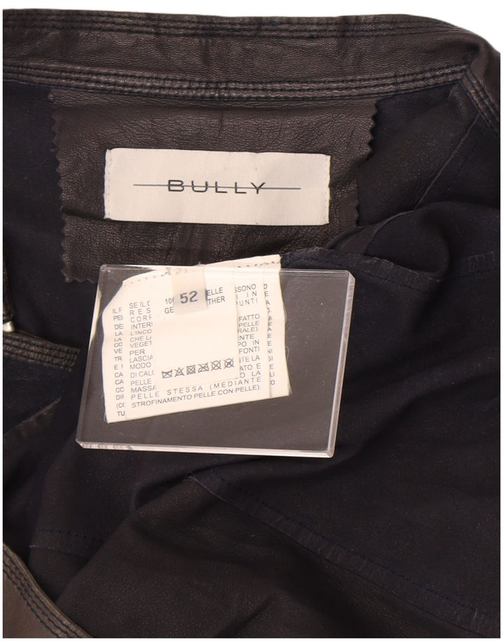 Vintage Herre Læder Racer Jakke UK 38 Medium Sort Læder