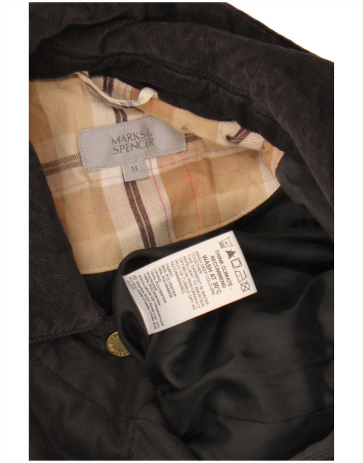 Marks & Spencer Quiltet jakke til kvinder UK 14 Stor sort polyester