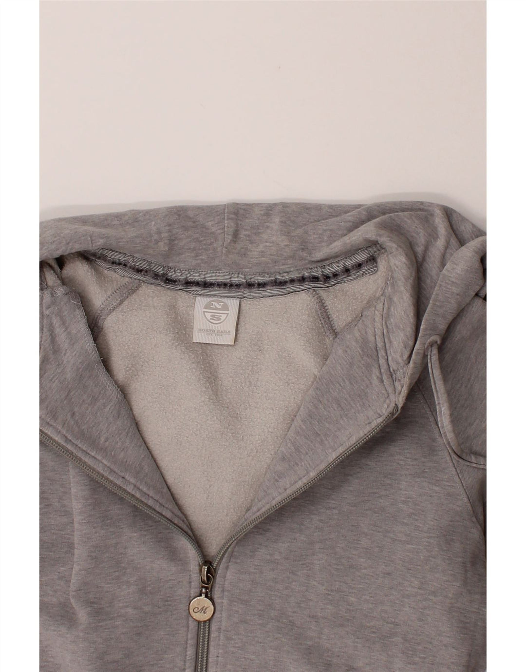 NORTH SAILS Womens Zip Hoodie Sweater UK 14 Medium Grey Cotton Vintage North Sails and Second-Hand North Sails from Messina Hembry 