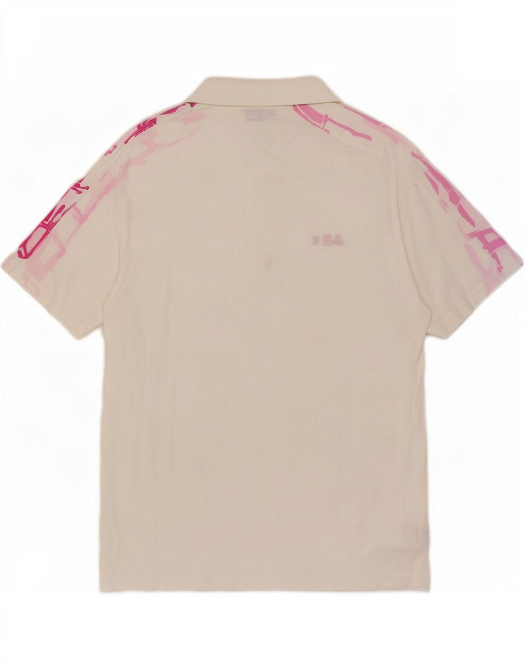 Fila Herre Grafisk Polo Shirt IT 52 Stor Hvid Bomuld