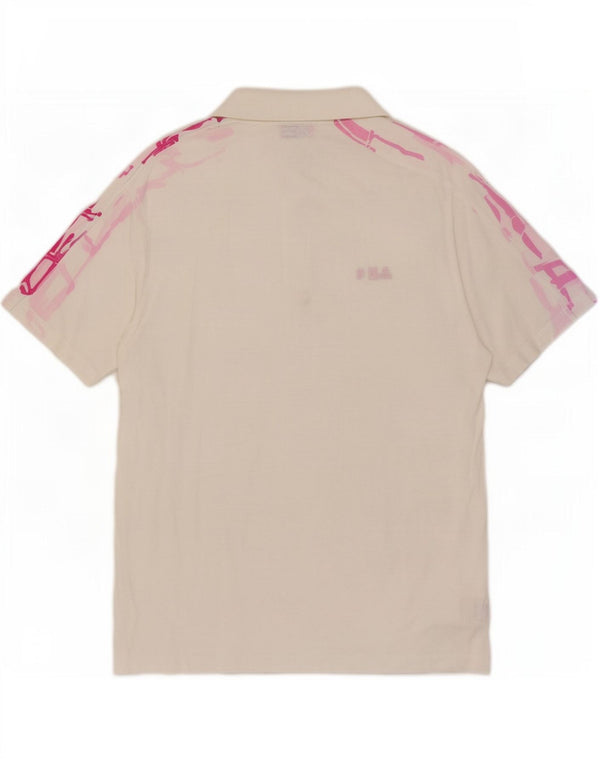 Fila Herre Grafisk Polo Shirt IT 52 Stor Hvid Bomuld