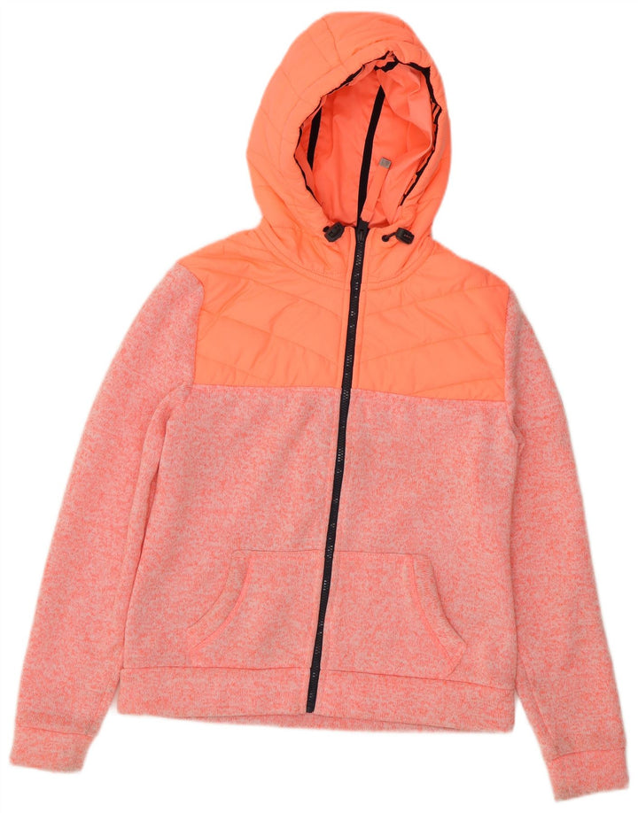 Superdry Sweater med lynlås til kvinder UK 14 Large Pink Colourblock Polyester