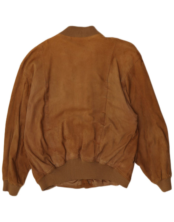 Vintage herre ruskind bomberjakke IT 54 2XL Brun Retro