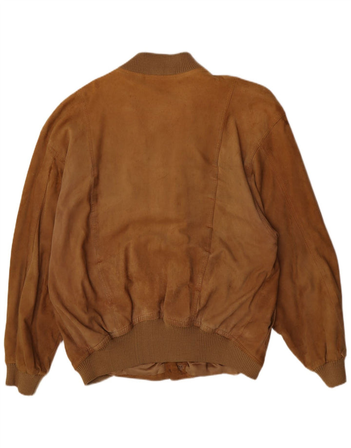 Vintage herre ruskind bomberjakke IT 54 2XL Brun Retro
