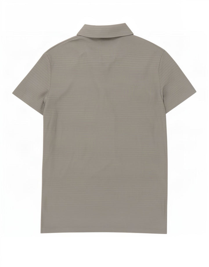 Puma Dame Polo Shirt UK 16 Large Grey Pinstripe Polyester