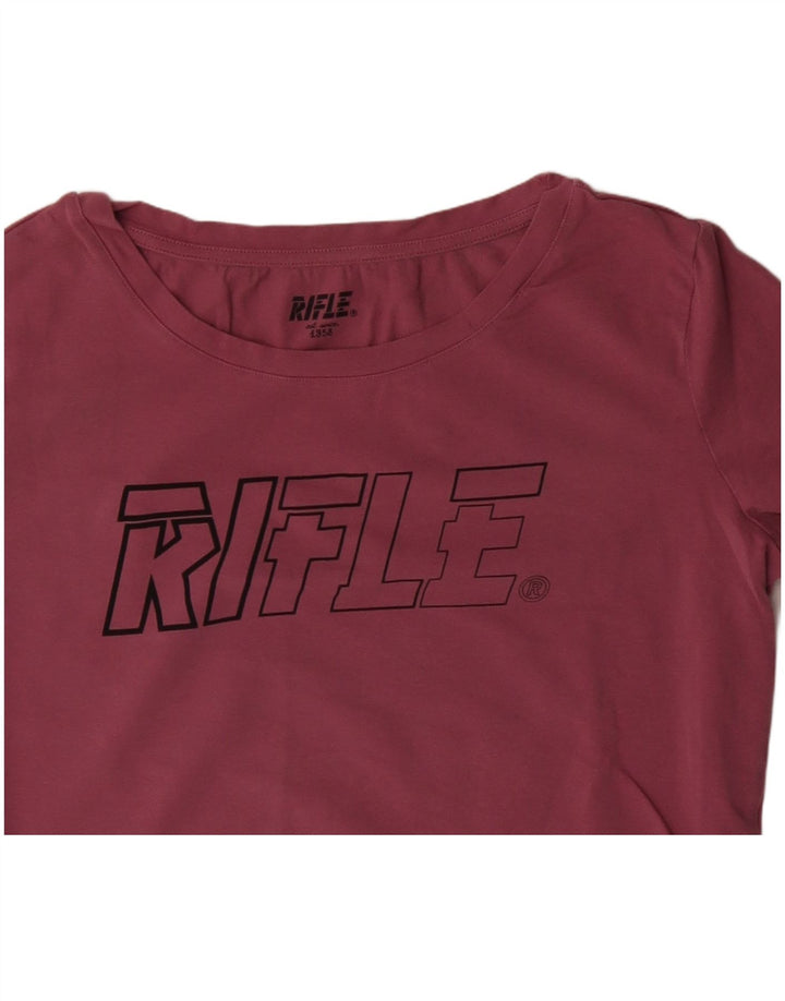 RIFLE Dame Grafisk Top Langærmet UK 18 XL Pink Bomuld