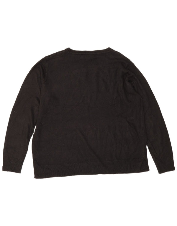 Marks & Spencer Dame Boat Neck Jumper Sweater UK 16 Large Black Acryl