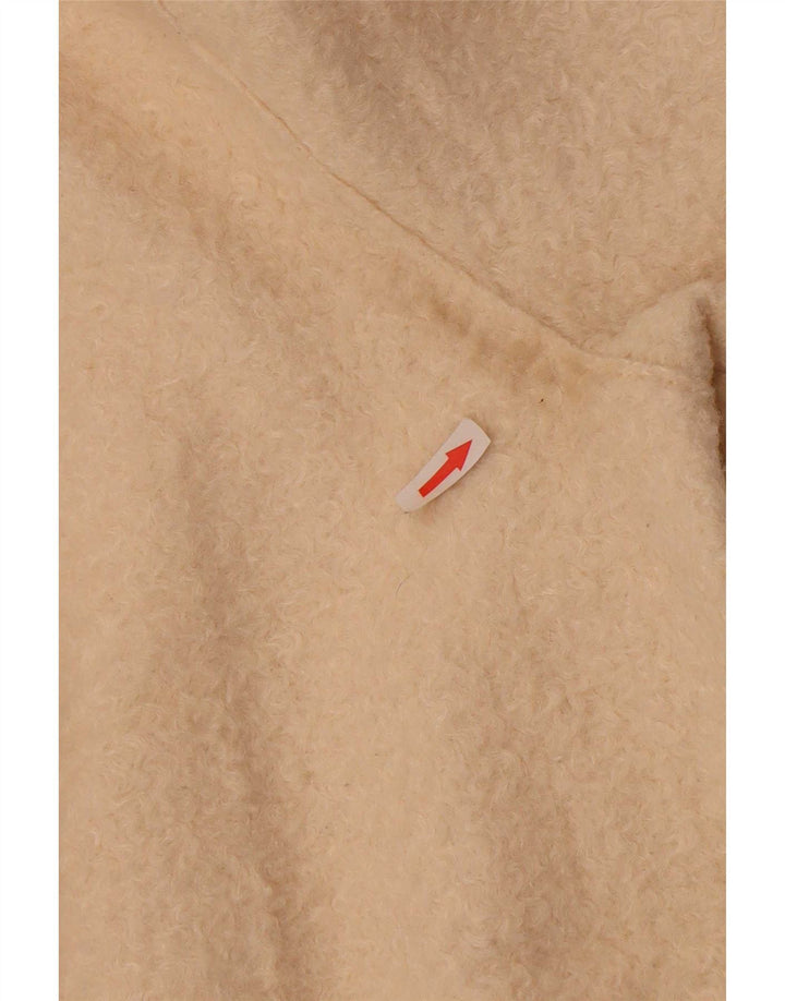 Zara Dame Oversized Fleece Overfrakke UK 14 Medium Beige Polyester