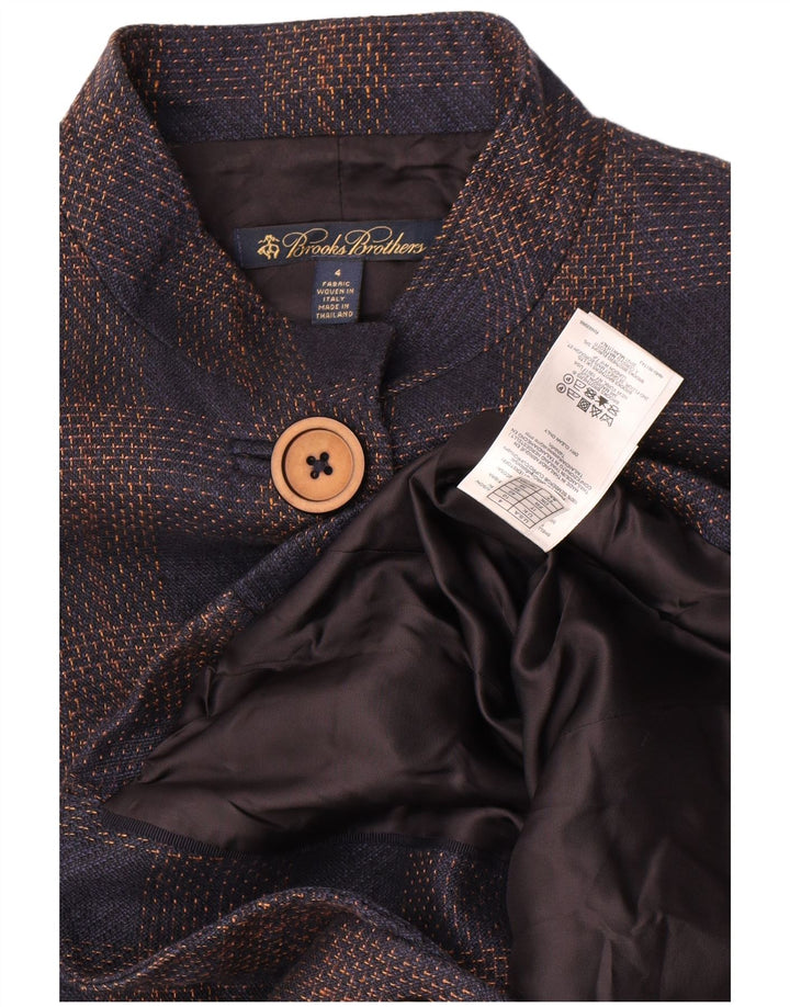 Brooks Brothers Dame Crop Blazer Jacket US 4 Small Navy Blue Check