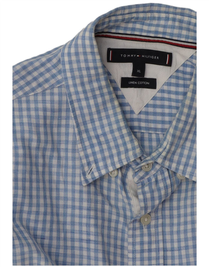 Tommy Hilfiger Herreskjorte XL Blå Gingham Linen
