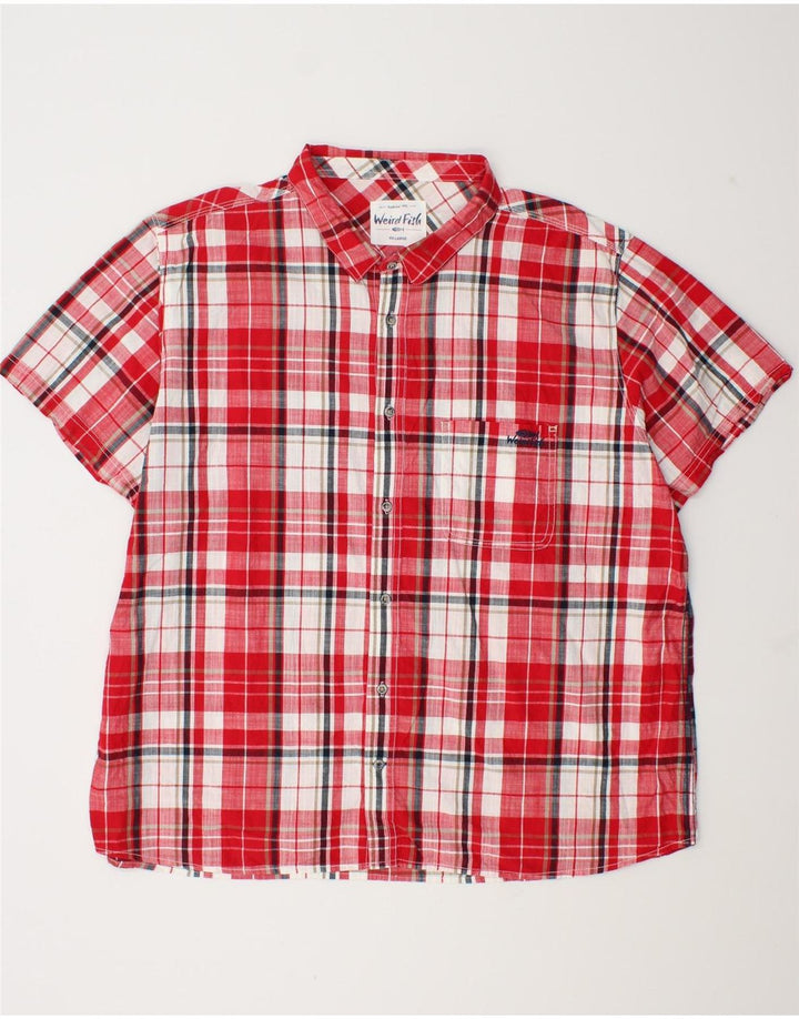 Weird Fish Mens Short Sleeve Shirt 4XL Red Check Cotton