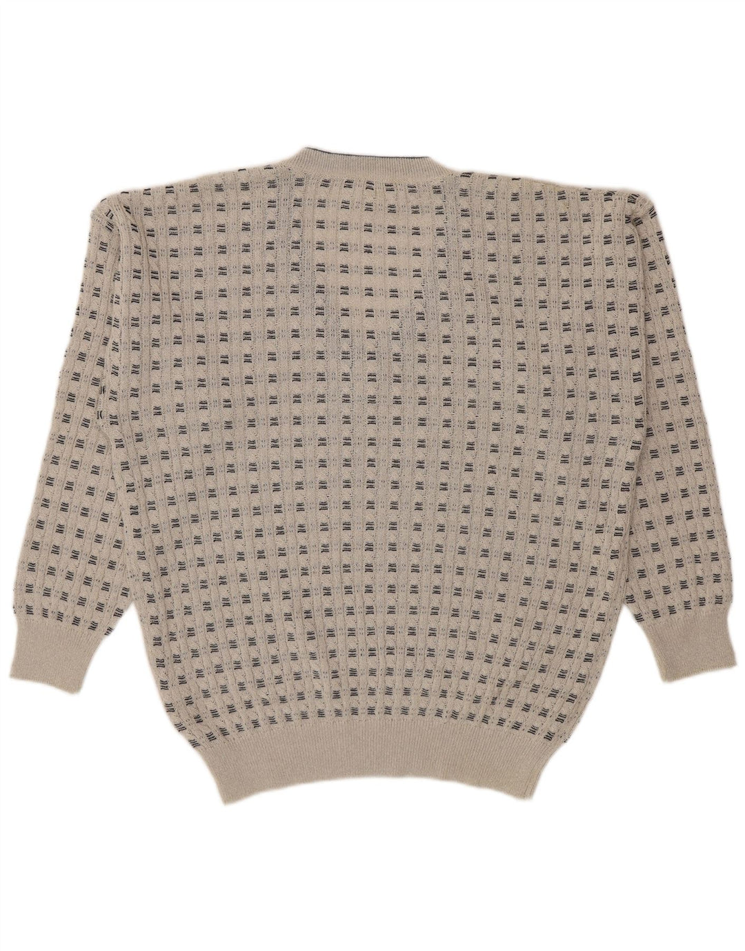 Monello Herre V-hals sweater IT 52 Stor beige stribet bomuld
