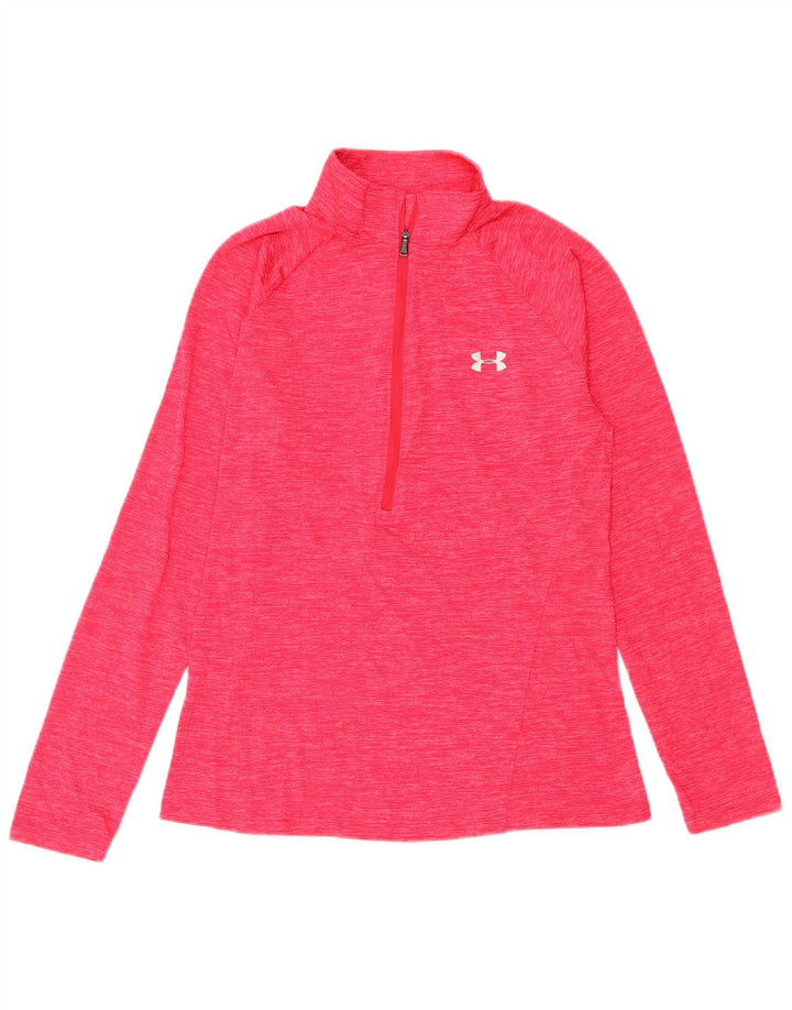 UNDER ARMOUR Dame Heat Gear Pullover Træningsdragt Top UK 12 Medium Pink