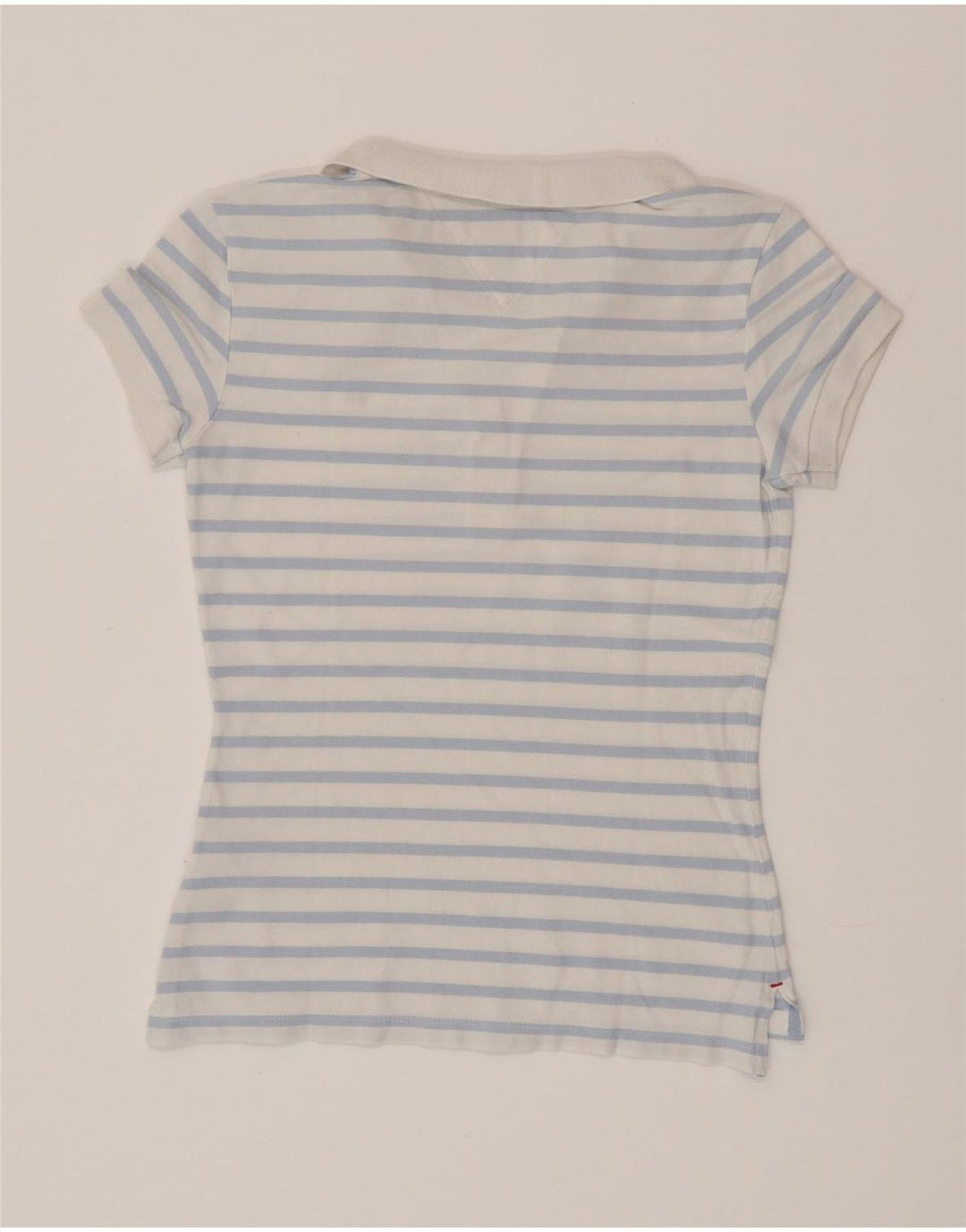 TOMMY HILFIGER Dame Slim Fit Polo Shirt UK 6 XS blå stribet bomuld