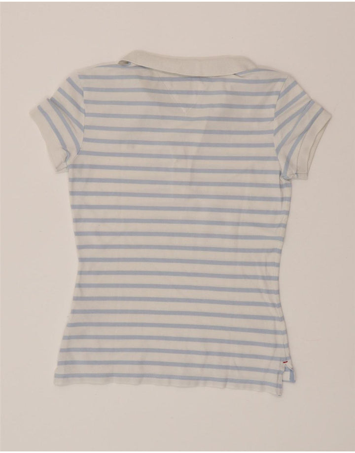 TOMMY HILFIGER Dame Slim Fit Polo Shirt UK 6 XS blå stribet bomuld