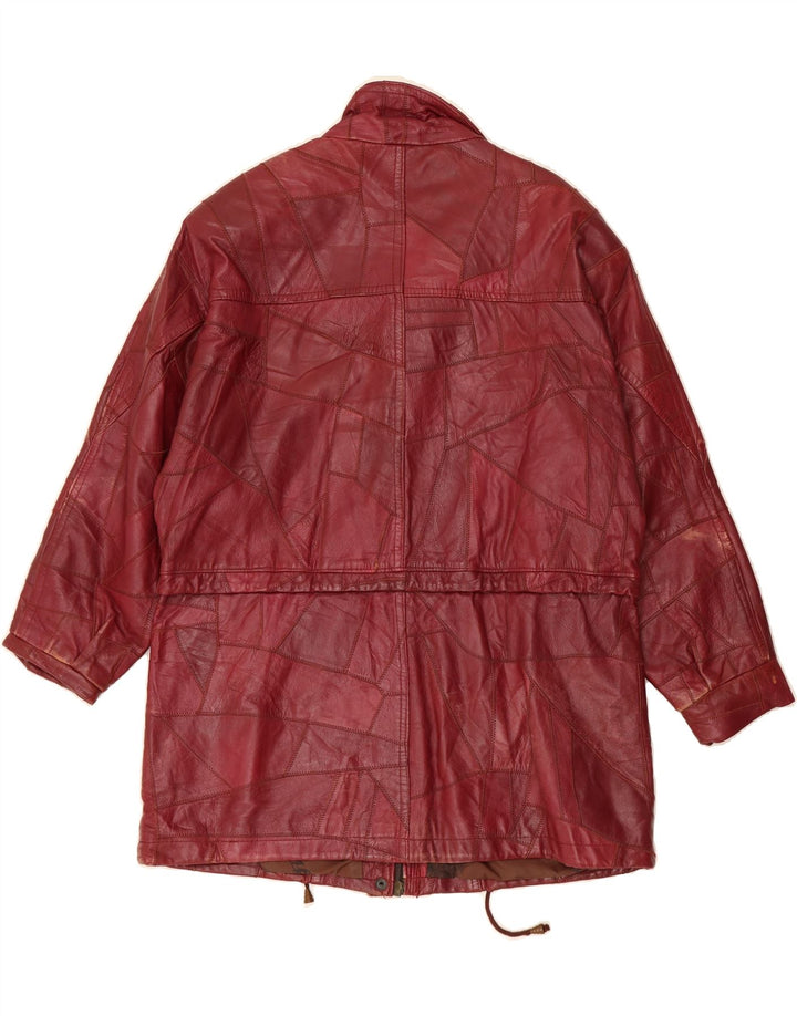 VINTAGE Womens Leather Coat UK 18 XL Maroon Leather Vintage Vintage and Second-Hand Vintage from Messina Hembry 