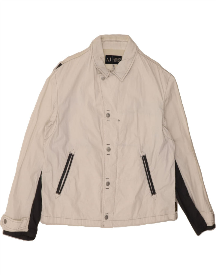 ARMANI JEANS Mens Bomber Jacket UK 42 XL Beige Colourblock Vintage Armani Jeans and Second-Hand Armani Jeans from Messina Hembry 