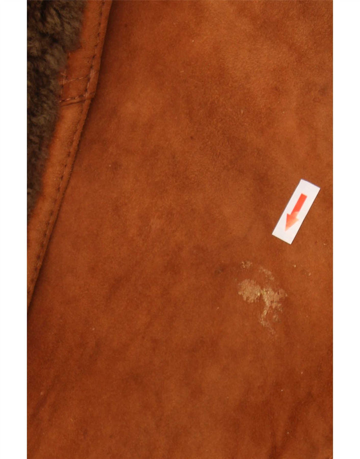 Vintage Herre Shearling Jacket IT 46 Lille Brun