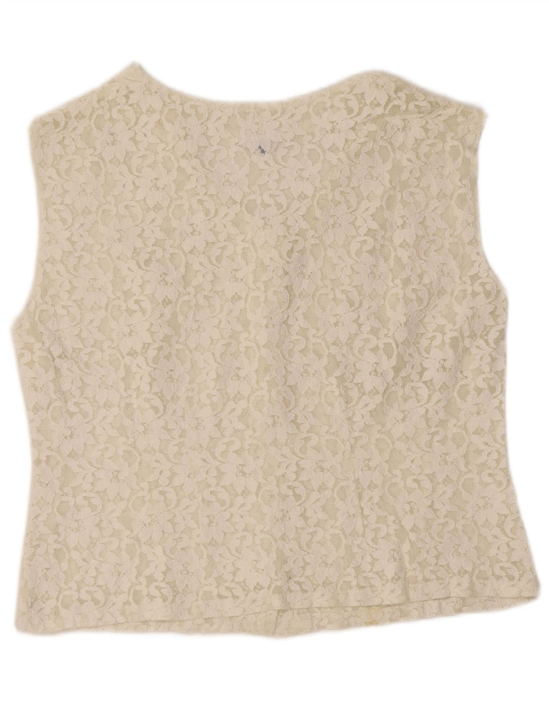 VINTAGE Womens Crop ærmeløs skjortebluse IT 50 XL Off White Floral