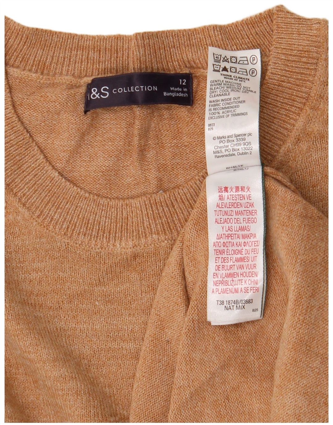 MARKS & SPENCER Dametrøjetrøje med rund hals DK 12 Medium Brun
