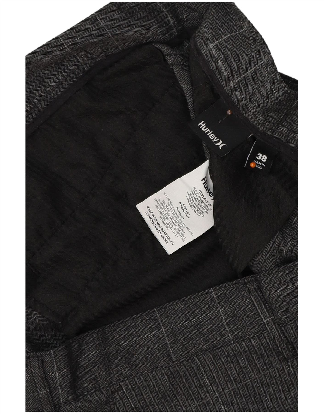 HURLEY Chino Shorts til mænd W38 XL Grå ternet polyester