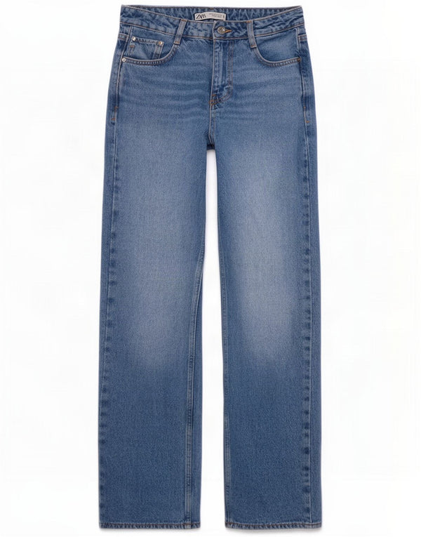 Zara Lige jeans til kvinder EU 36 XS W26 L29 Blå Bomuld