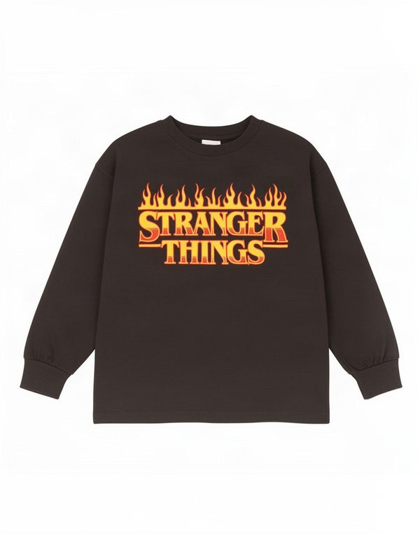 Zara Boys Stranger Things Grafisk Top Langærmet 6-7 År Sort Bomuld