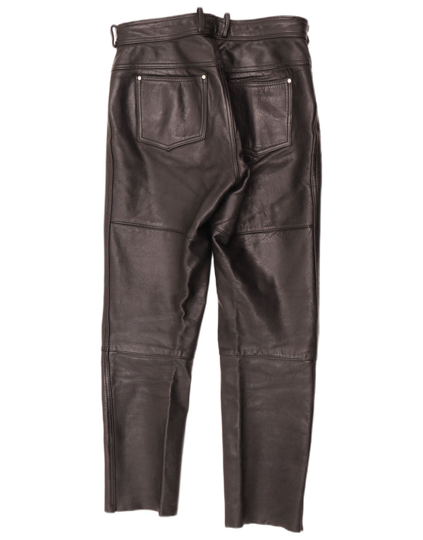 Vintage Herre Moto Racer Læderbukser W32 L29 Sort