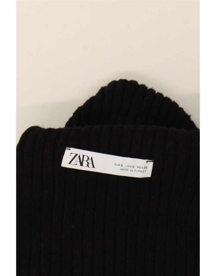 Zara Womens Oversized Crop Roll Neck Jumper Sweater UK 10 Small Black