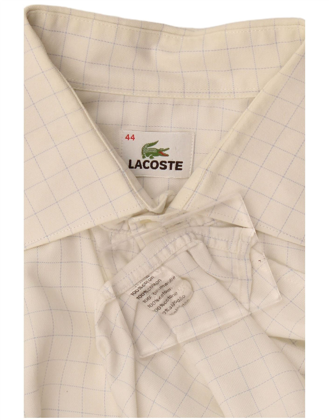 Lacoste herreskjorte str. 44 XL Hvid ternet bomuld