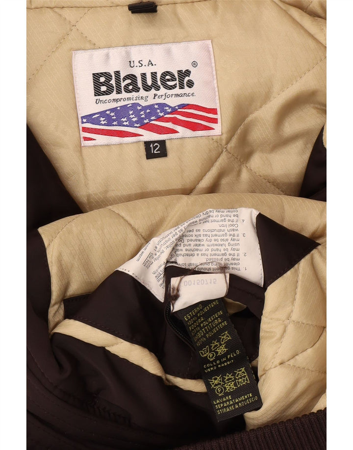 BLAUER Girls Hooded Bomber Jacket 11-12 Years Brown Polyester Vintage Blauer and Second-Hand Blauer from Messina Hembry 