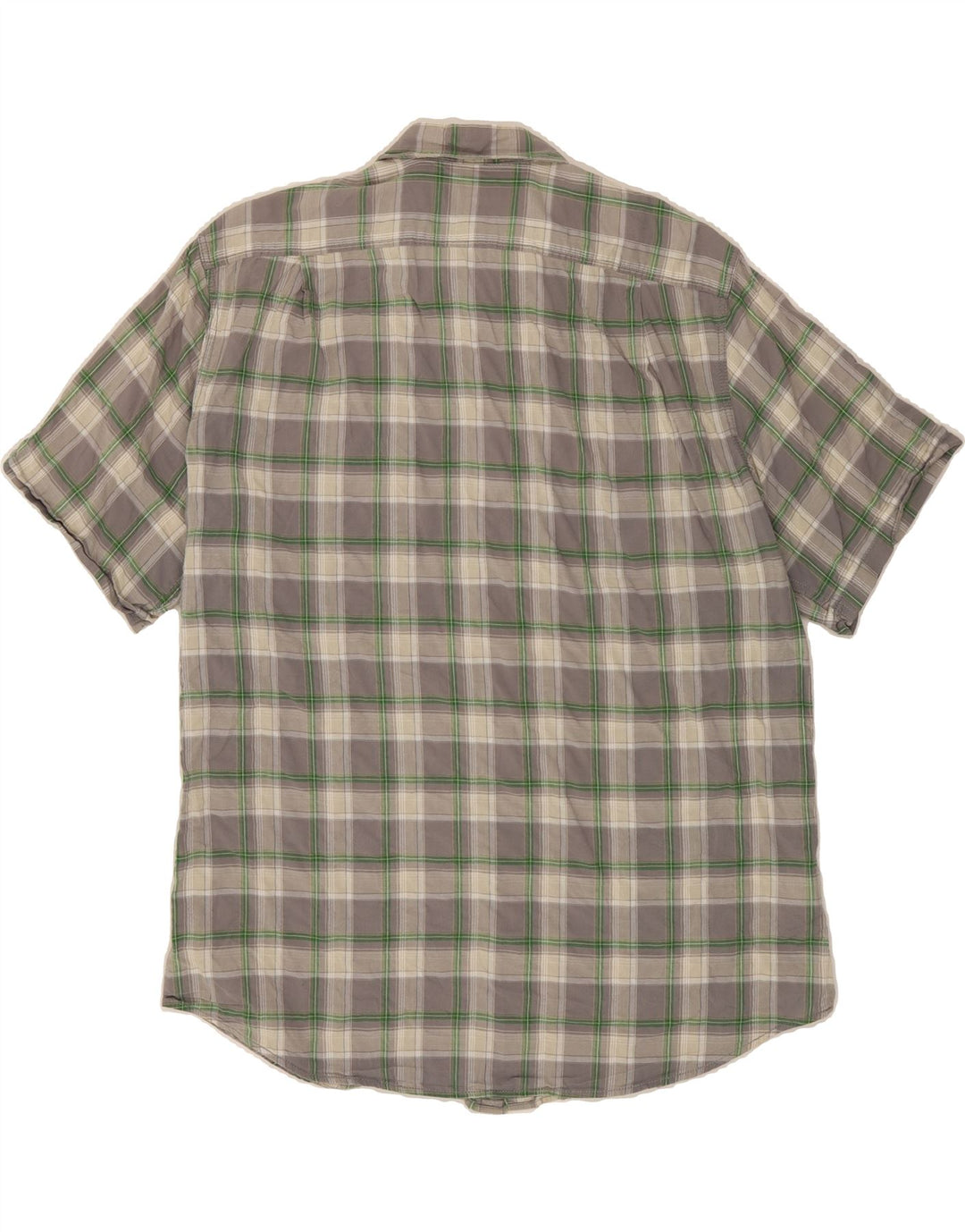 EDDIE BAUER Mens Classic Fit Short Sleeve Shirt Large Grey Check Cotton Vintage Eddie Bauer and Second-Hand Eddie Bauer from Messina Hembry 