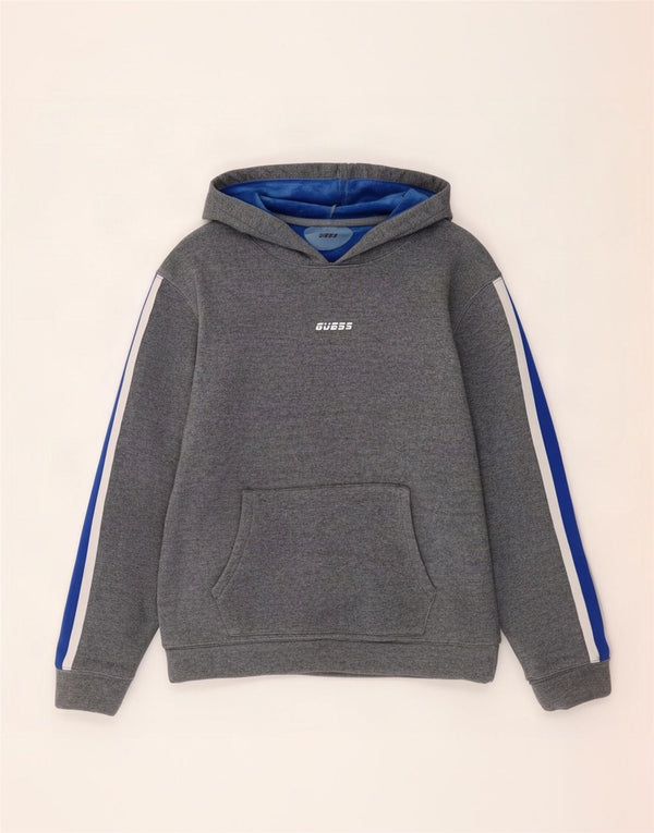 Guess Mens Hoodie Jumper Medium Grey Colourblock Polyester