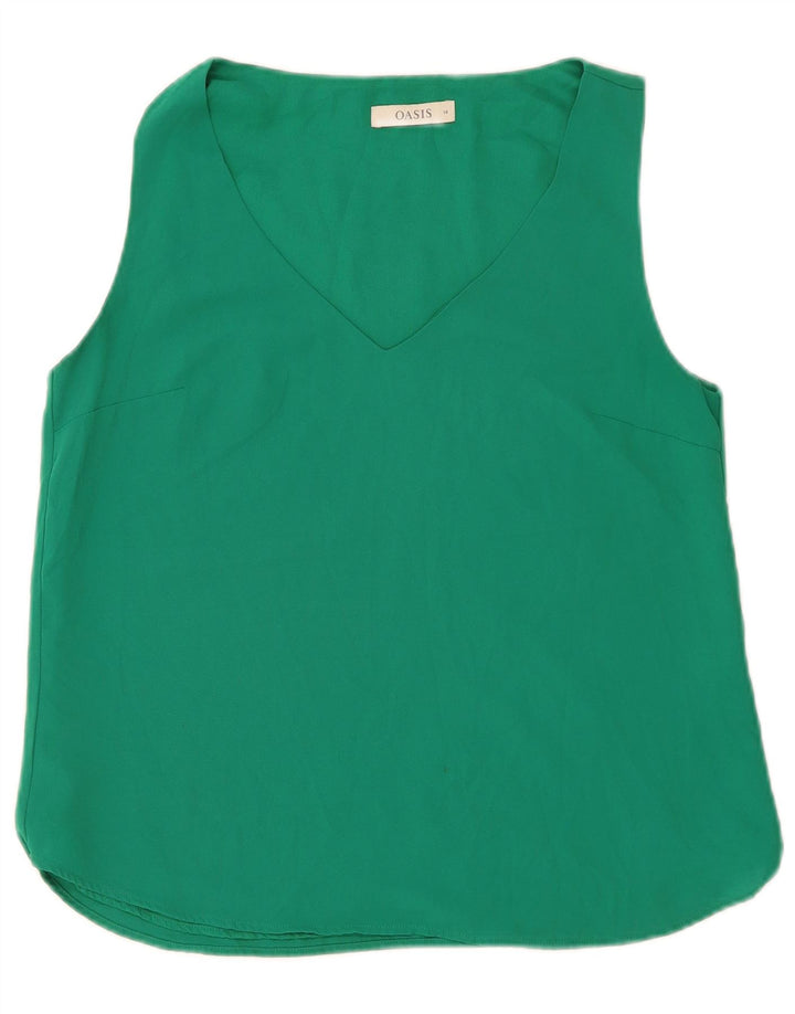 Oasis Dame ærmeløs bluse Top UK 14 Medium Grøn