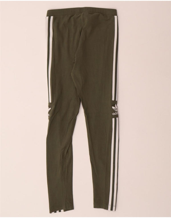 ADIDAS Dame Leggings UK 10 Små Khaki Bomuld
