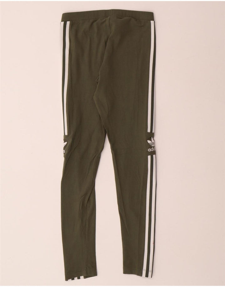 ADIDAS Dame Leggings UK 10 Små Khaki Bomuld