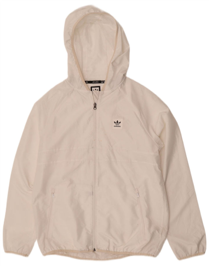 Adidas Herre Climalite Hooded Windbreaker Jacket UK 40 Large White Polyester
