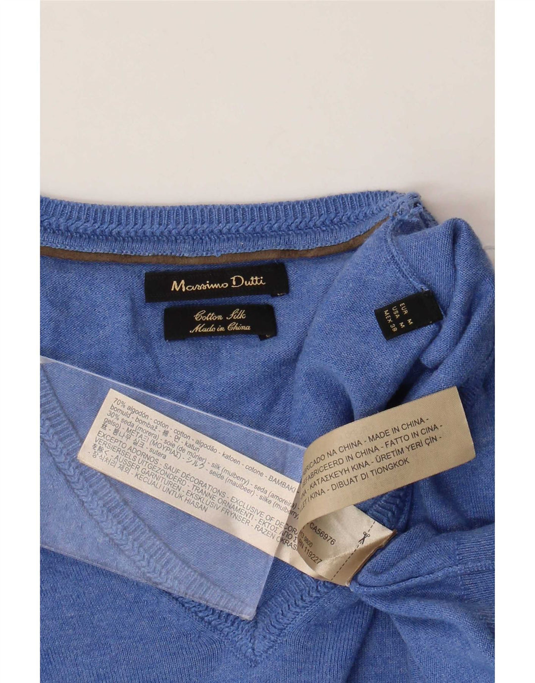 Massimo Dutti Herre V-hals sweater Medium Blå Bomuld