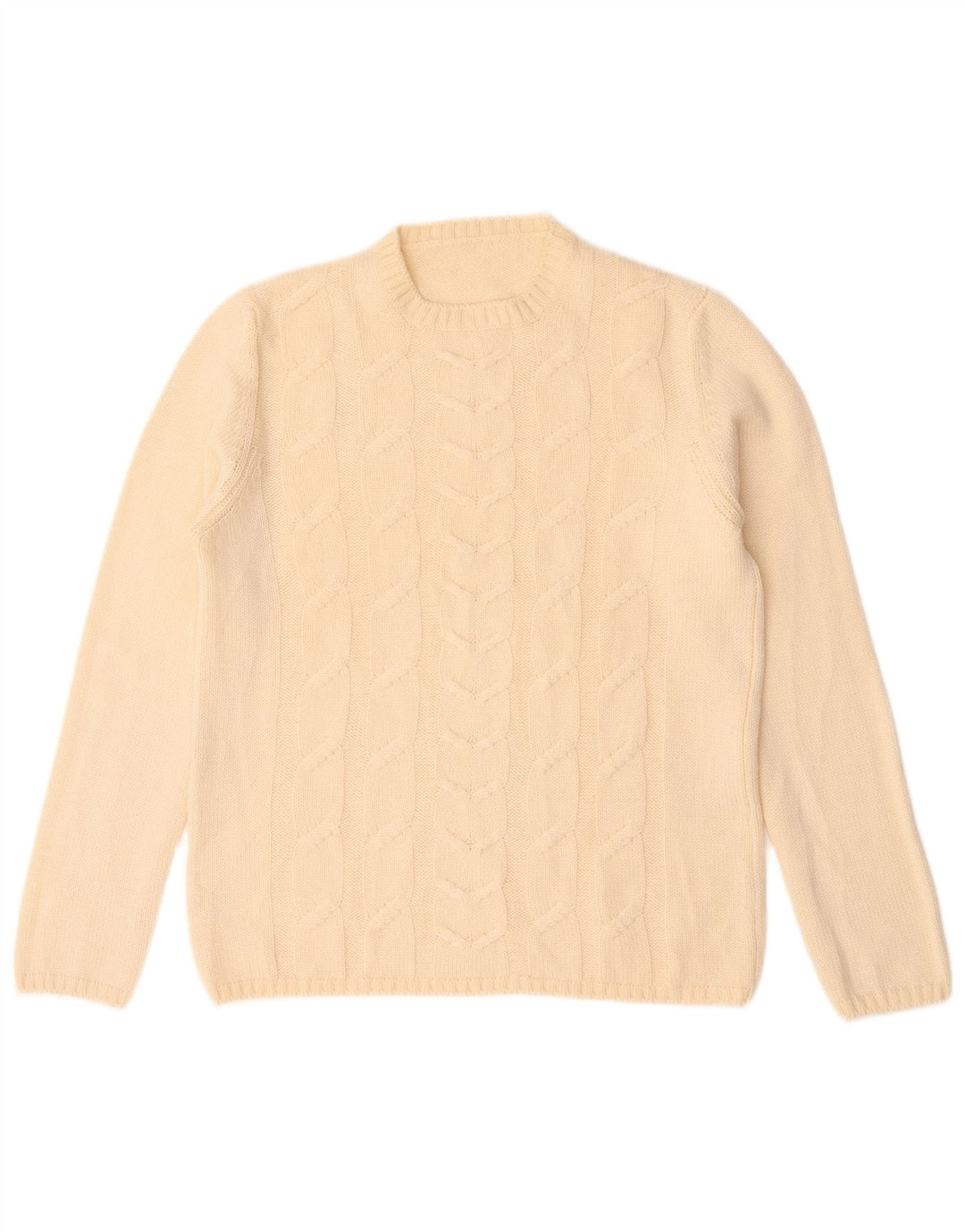 Vintage dame sweater med rund hals IT 44 Medium Off White Merinould