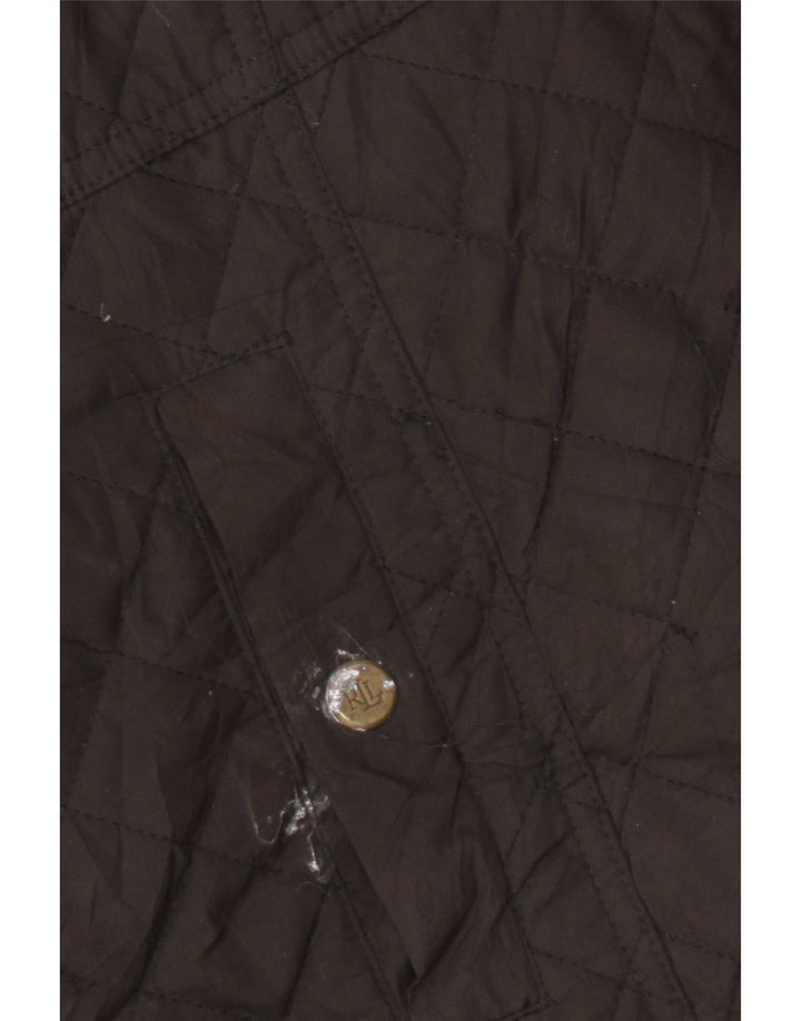 Ralph Lauren Quiltet jakke til kvinder UK 14 Stor brun polyester