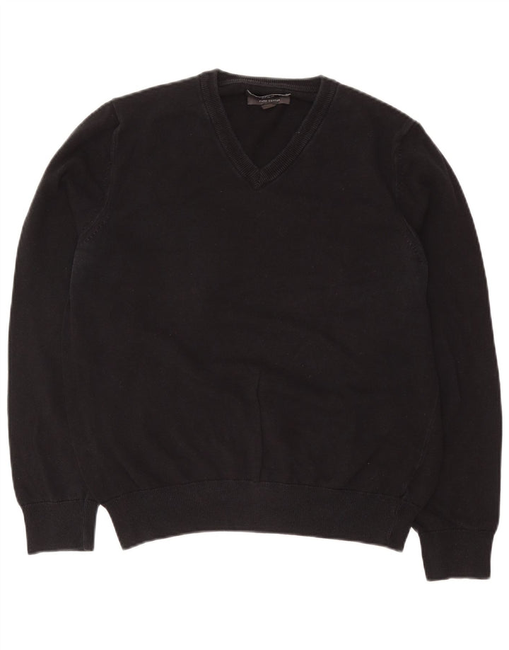 Marks & Spencer Herre V-hals sweater Medium Sort Bomuld