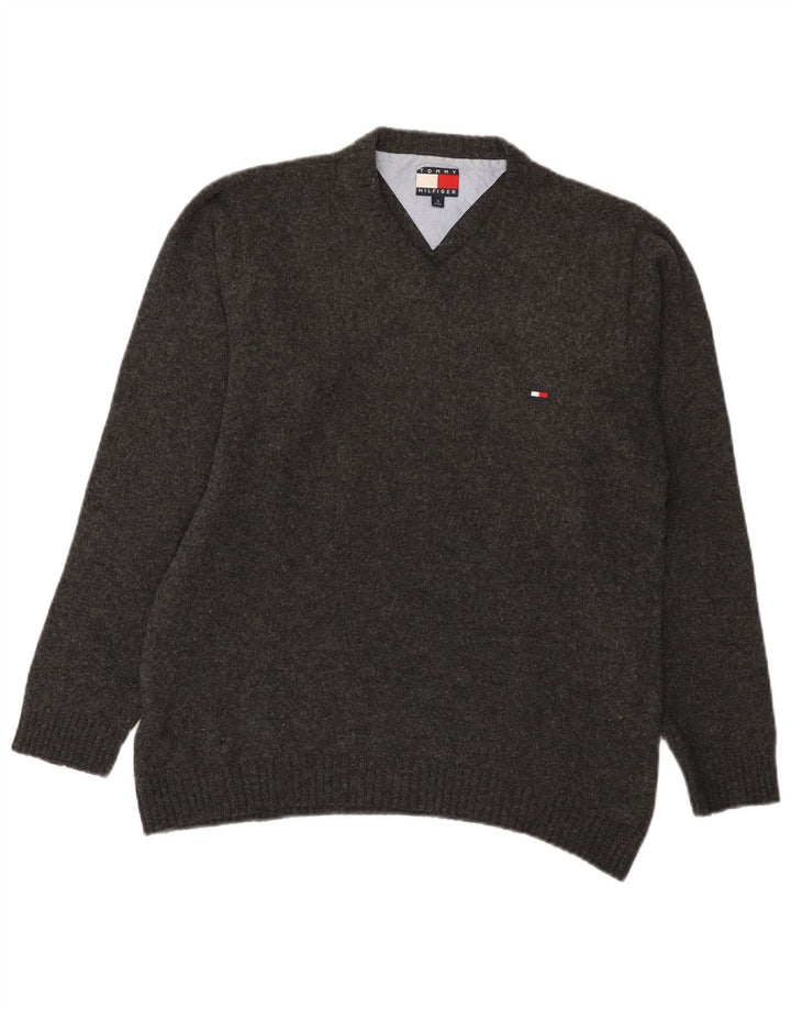 Tommy Hilfiger Herre V-hals sweater lille grå lammeuld