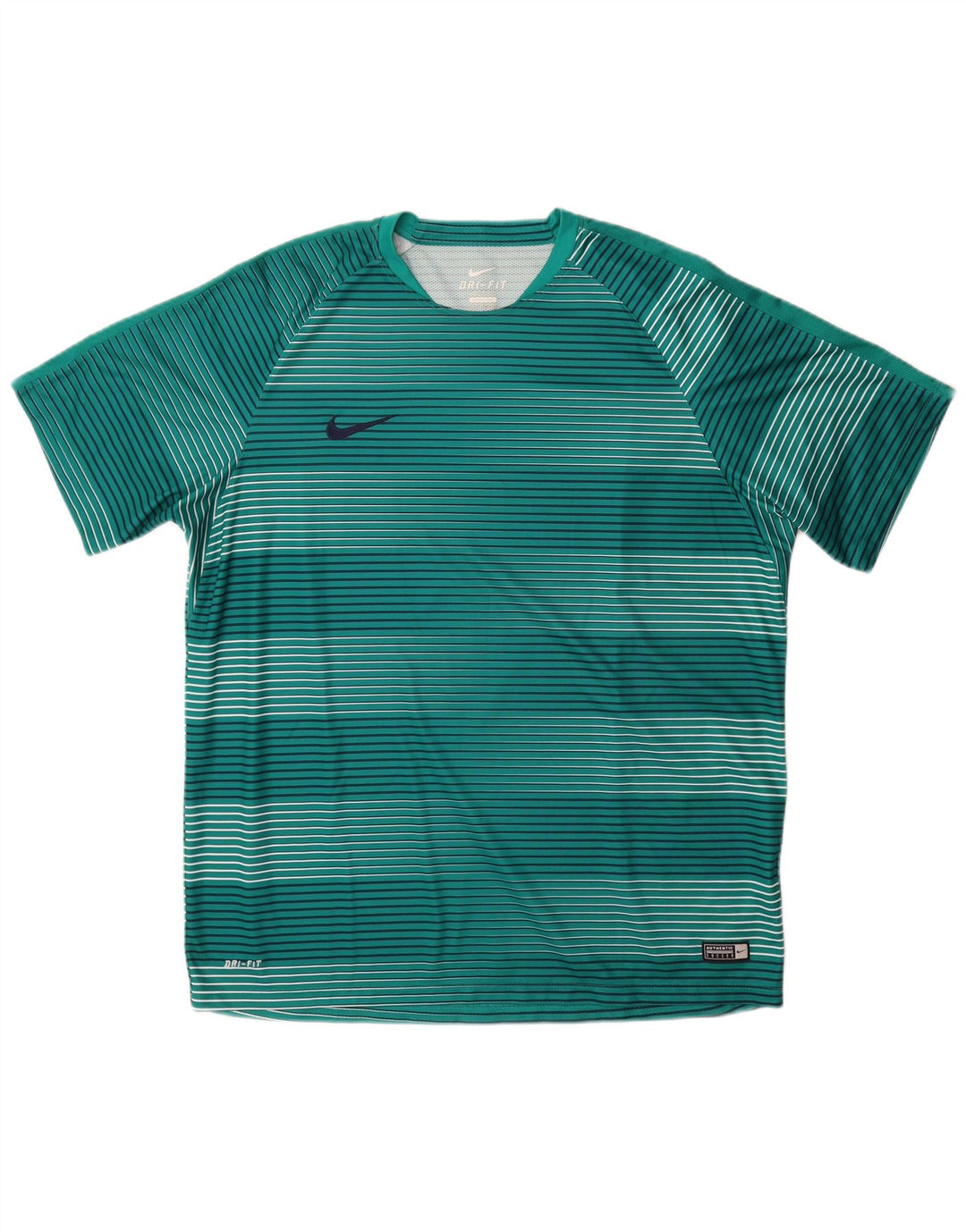 Nike herre Dri Fit T-shirt top 2XL grøn stribet polyester