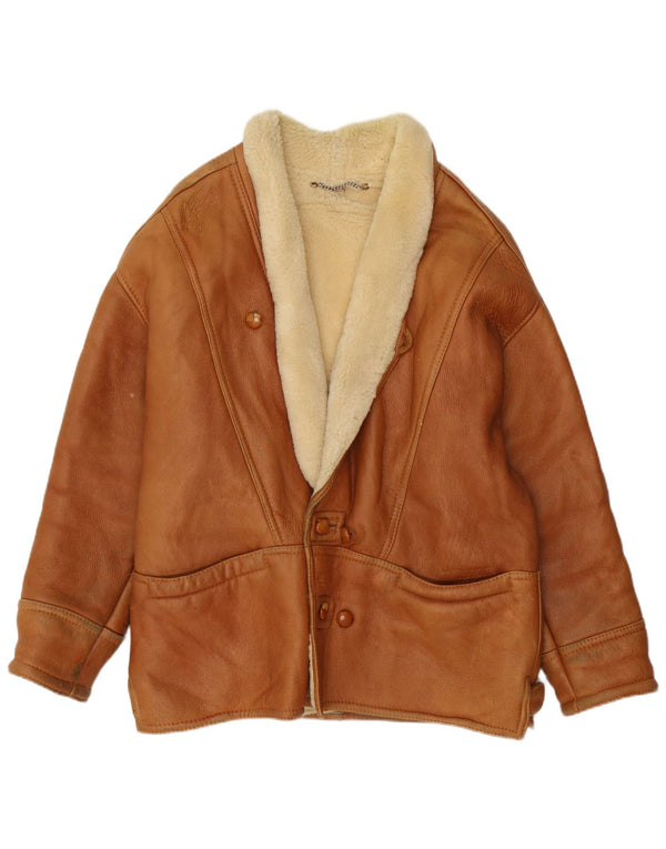 Vintage Herre Shearling Jacket UK 40 Large Brown Shearling