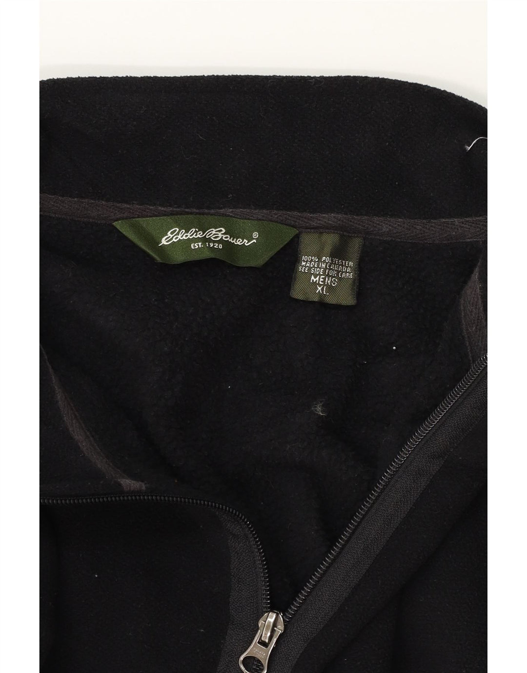 EDDIE BAUER Mens Zip Neck Sweatshirt Jumper XL Black Polyester Vintage Eddie Bauer and Second-Hand Eddie Bauer from Messina Hembry 