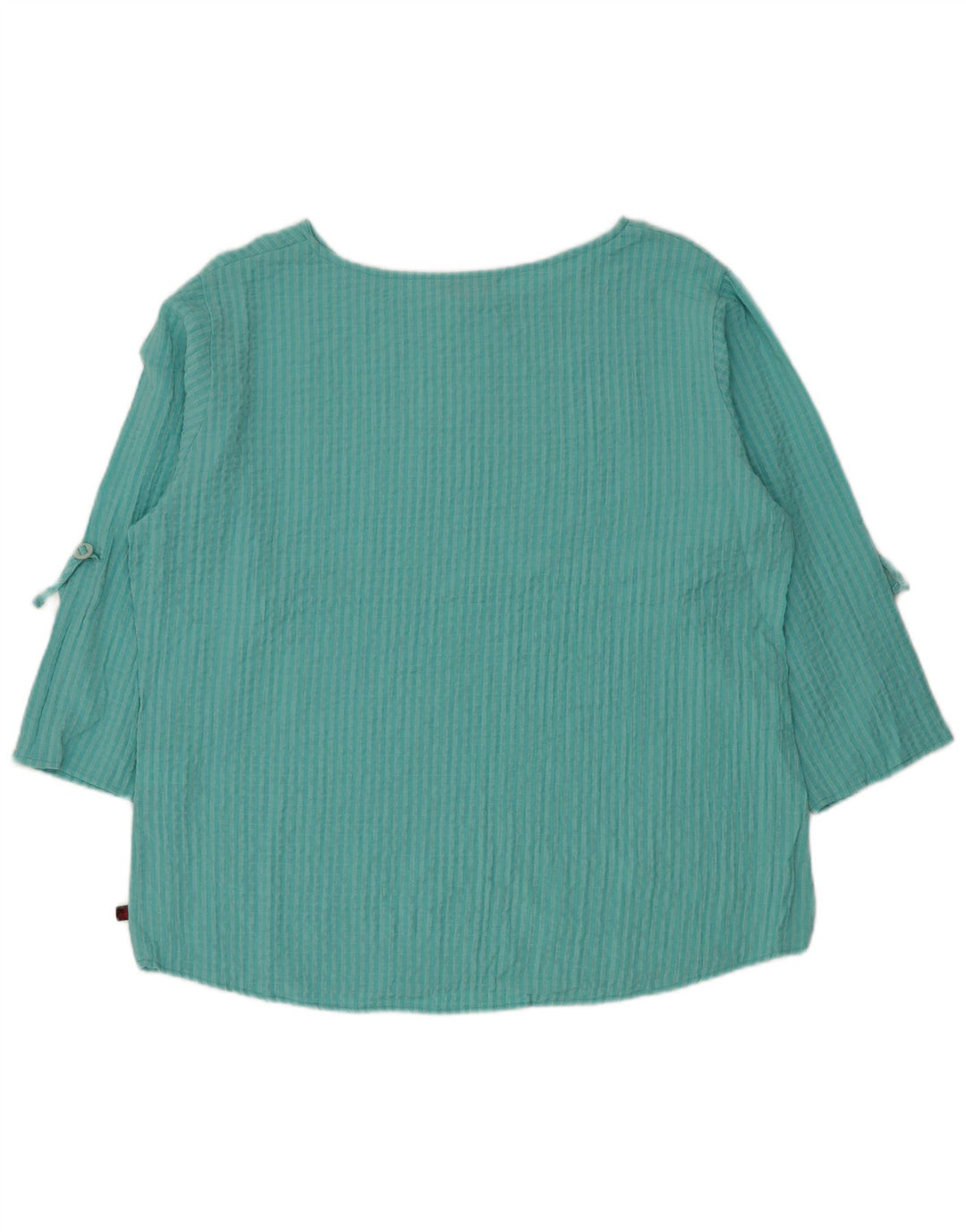 WOOLRICH Womens 3/4 Sleeve Blouse Top UK 16 Large Turquoise Striped Rayon